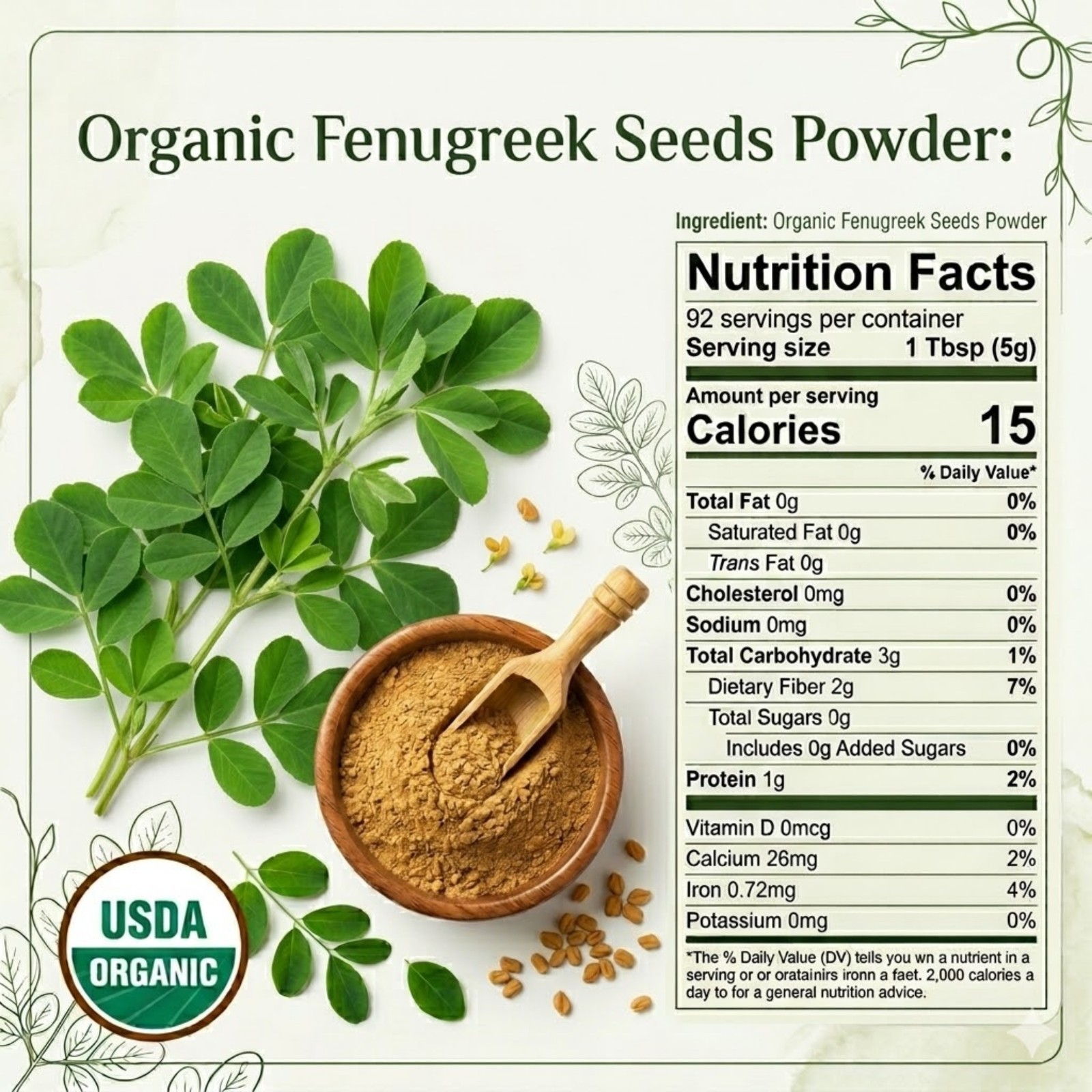 Spicy Organic Fenugreek Seed Seeds 16 oz | USDA Organic