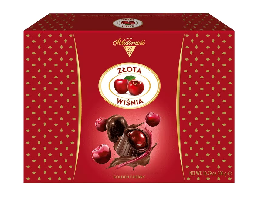 Solidarnosc GOLDEN CHERRY – Pralines with Cherry – Box 306g / 10.8oz