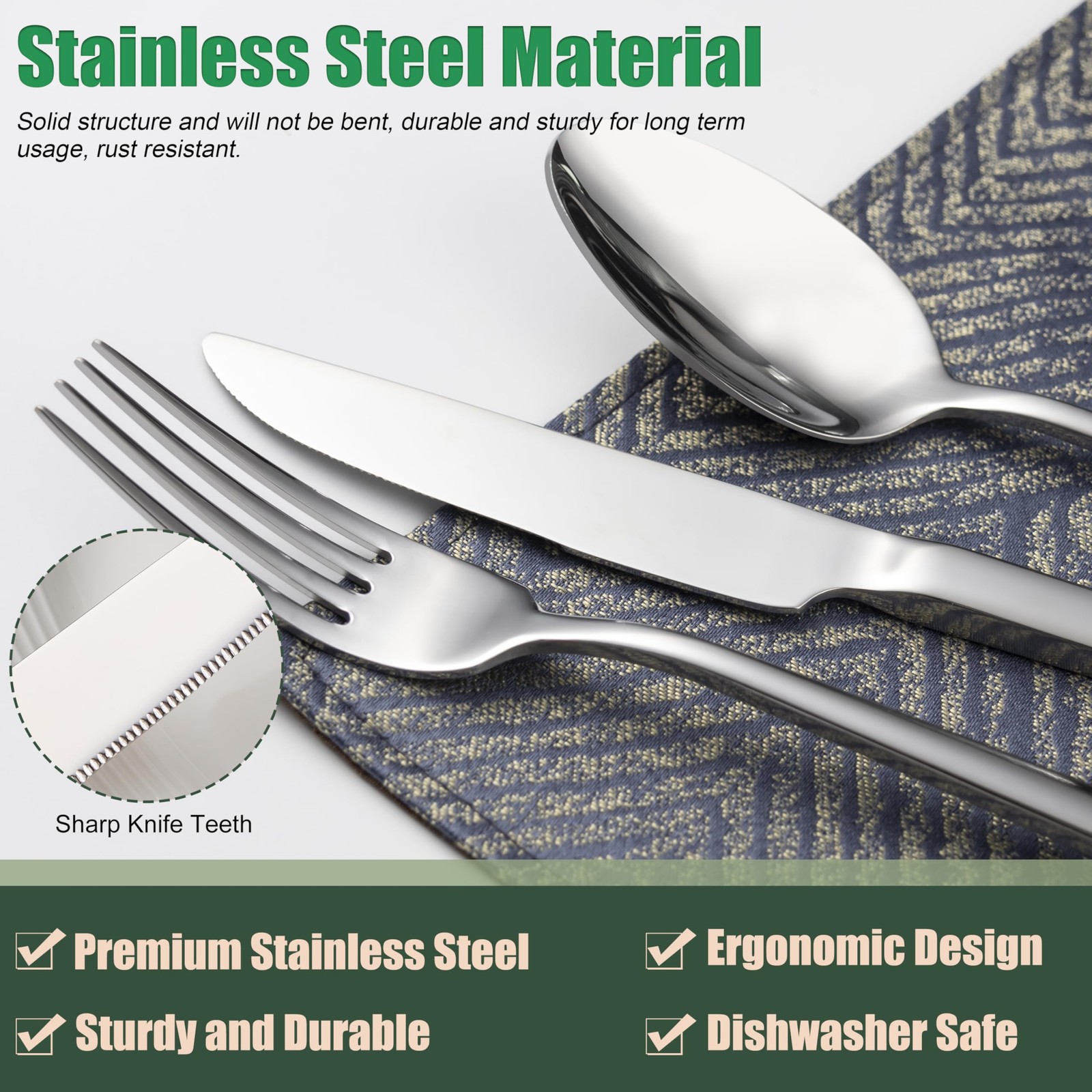 Silverware Set 40 Piece Flatware Cutlery for 8, Stainless Steel