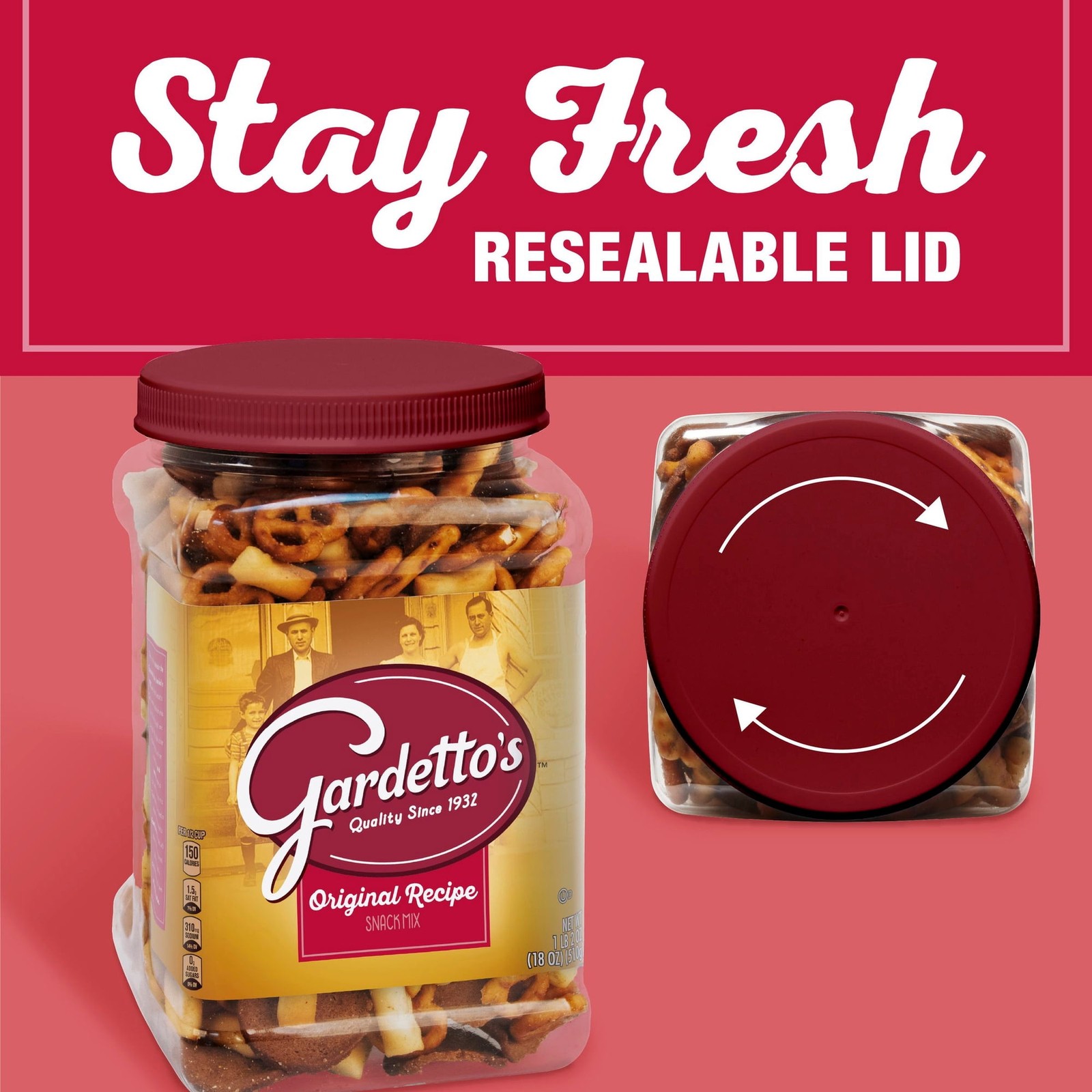 Gardetto’s Snack Mix, Original Recipe, Salty Snacks Tub, 18 oz..