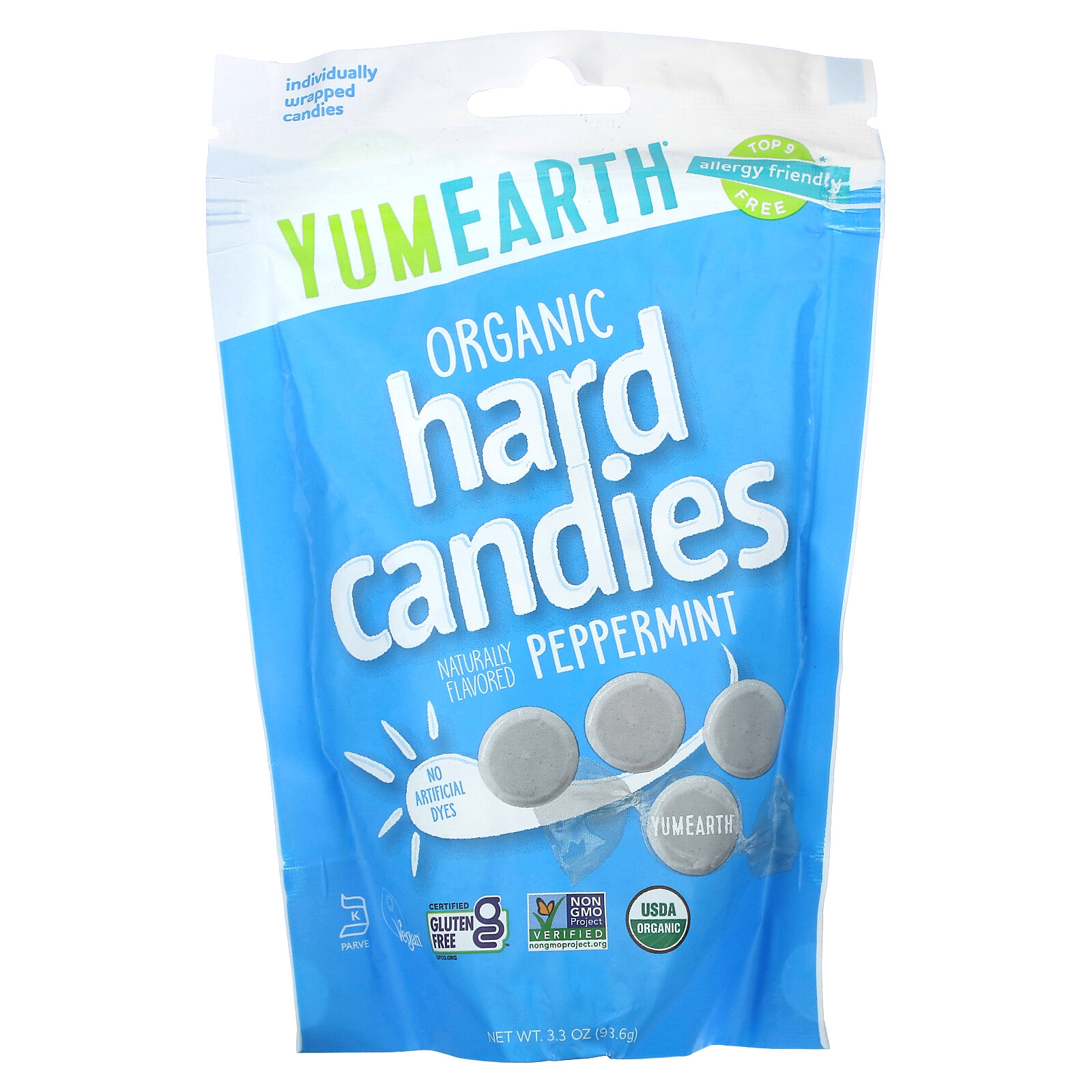 Organic Hard Candies, Peppermint, 3.3 oz (93.6 g)