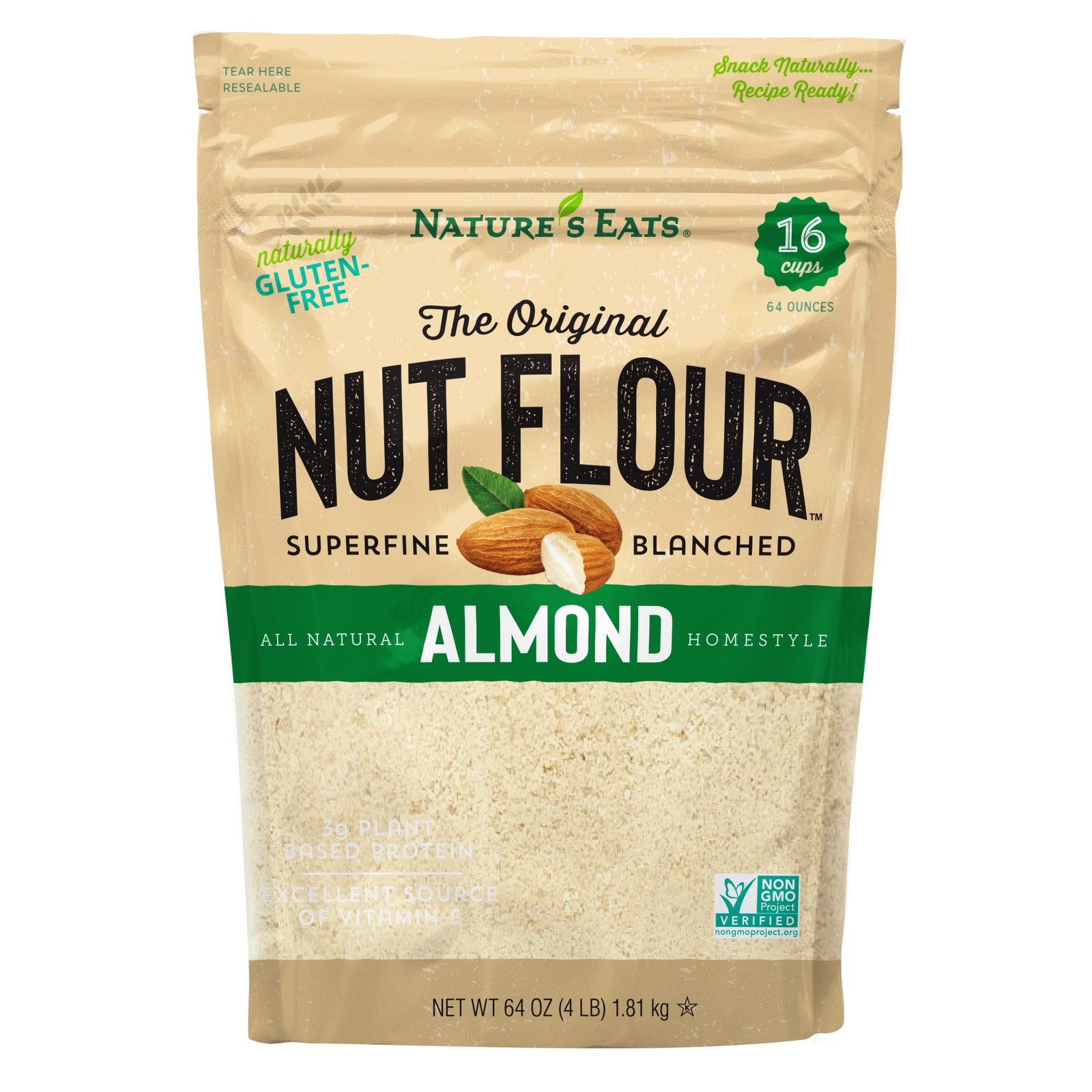 Nature’s Eats Blanched Almond Flour, 4 Lb NON-GMO Project Verified 100% Natural
