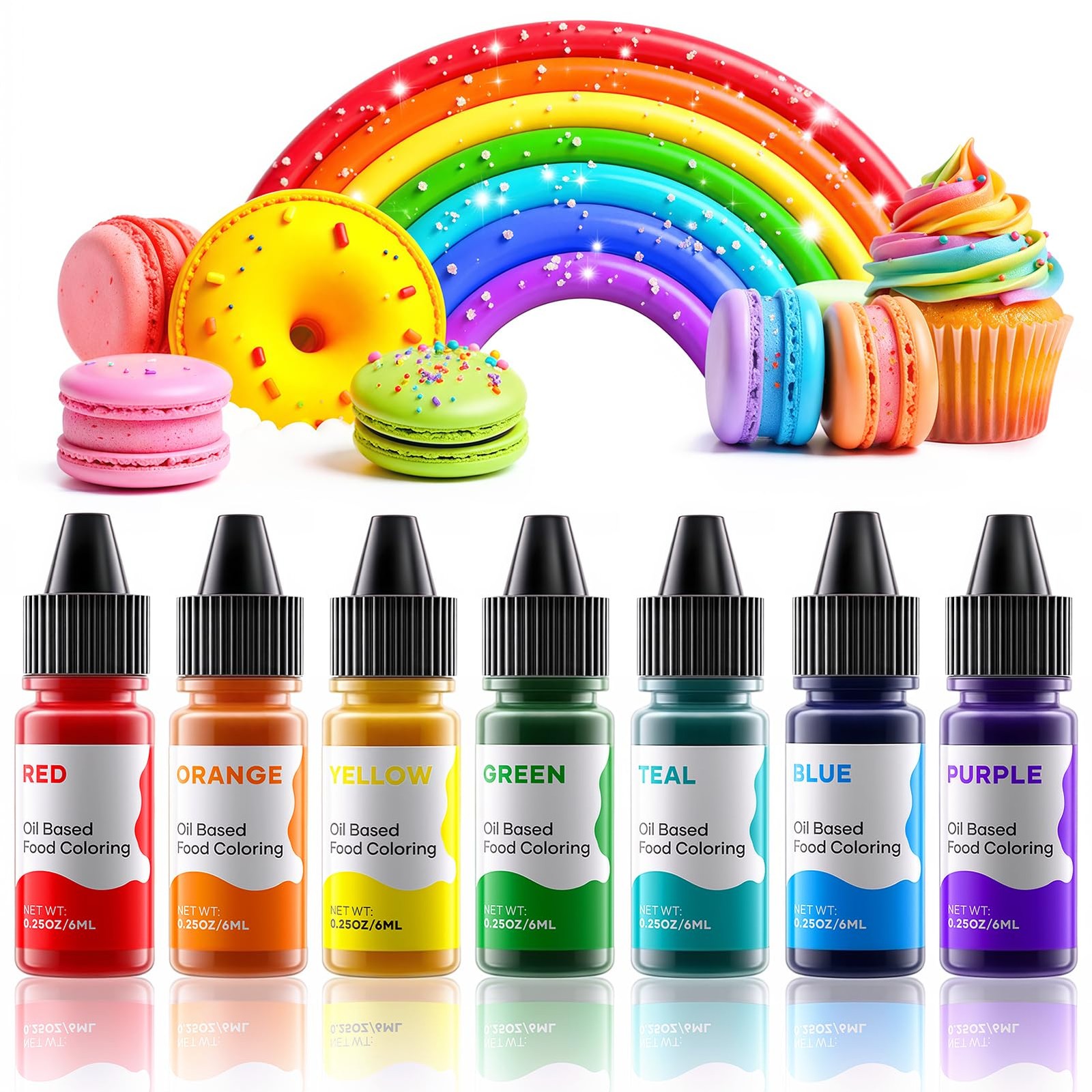 Colorante En Aceite Para Reposteria Chocolate Sin Sabor 7 Colores Decorar Pastel