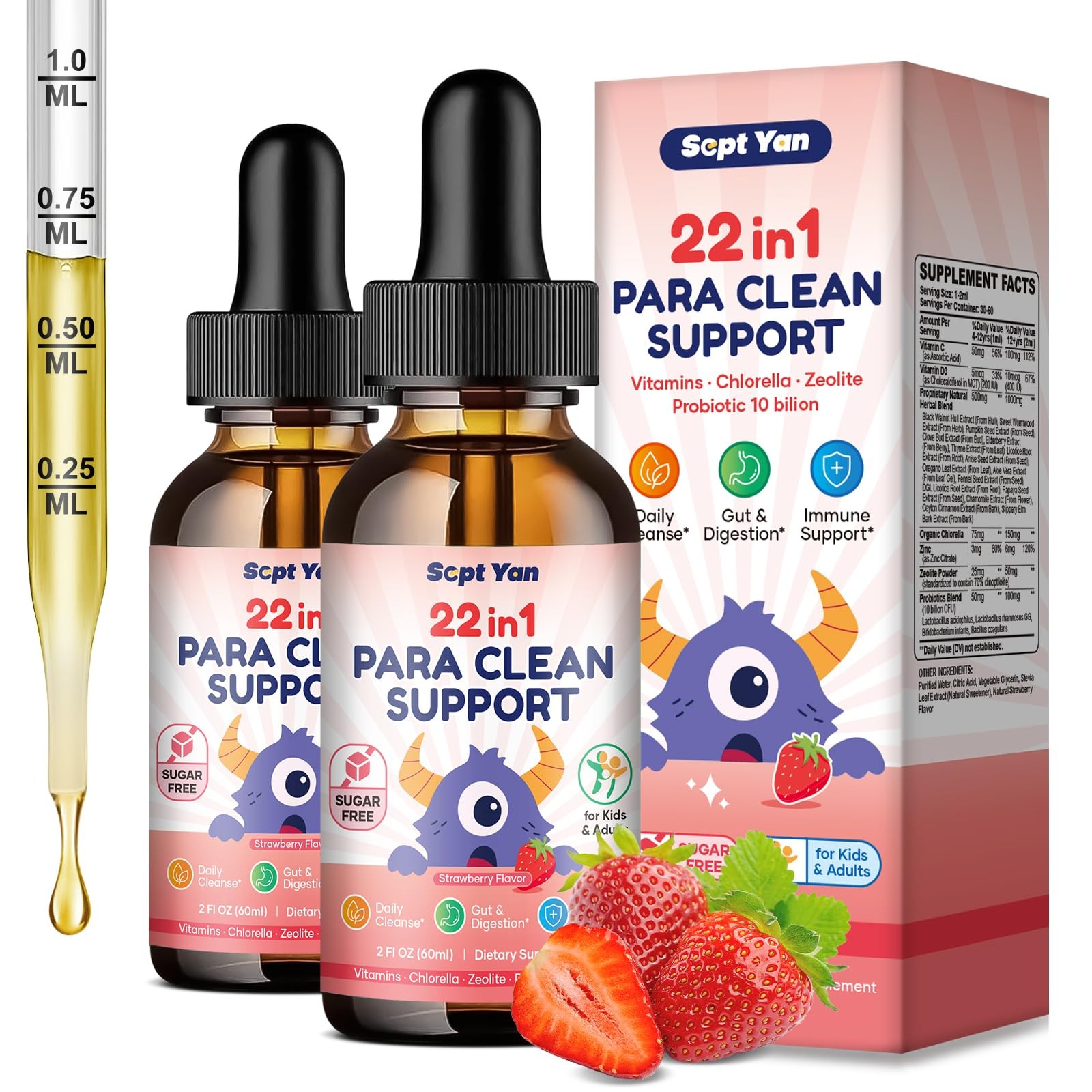 SEPT YAN 22 in 1 Parasite Cleanse for Humans & Kids, 4 Fl Oz (Pack of 1)