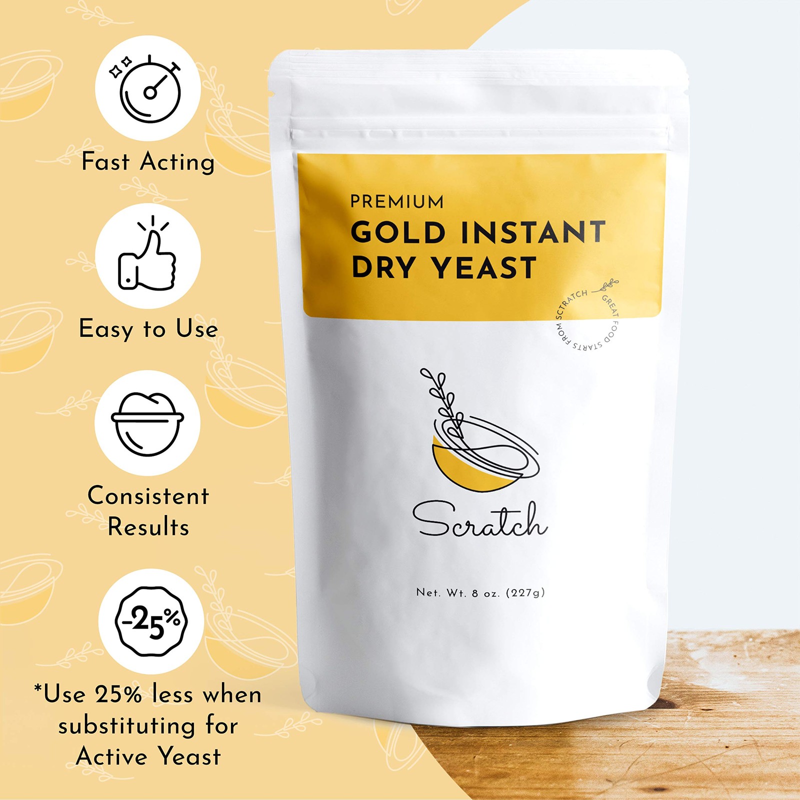 Scratch Gold Yeast – Instant Dry for a Rapid 8 Ounce (Pack of 1),