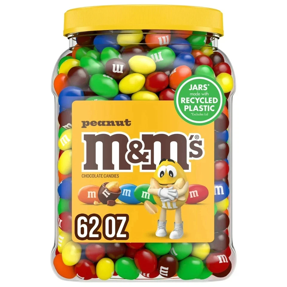 M&M’S Peanut Milk Chocolate Candy Bulk Jar 62 oz FREE FAST SHIPPING
