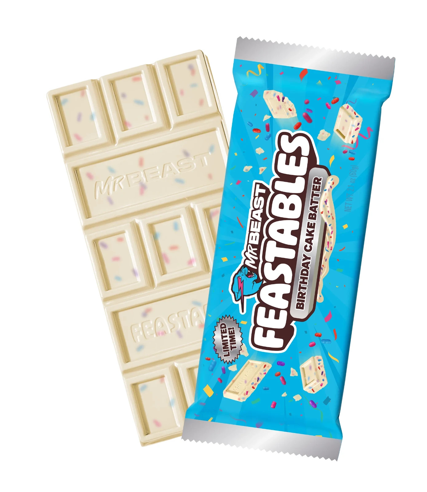 Mr Beast LIMITED EDITION Birthday Cake Batter Feastables Chocolate Bar