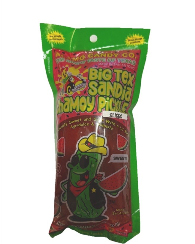 3 Pack ALAMO Candy Big Tex Dill Pickle Sandia Chamoy Sliced Watermelon Sour