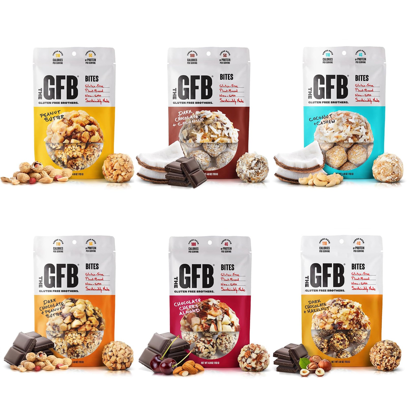 The GFB Best Sellers Variety Pack Protein Bites 4 oz (6 Count), Multi colored