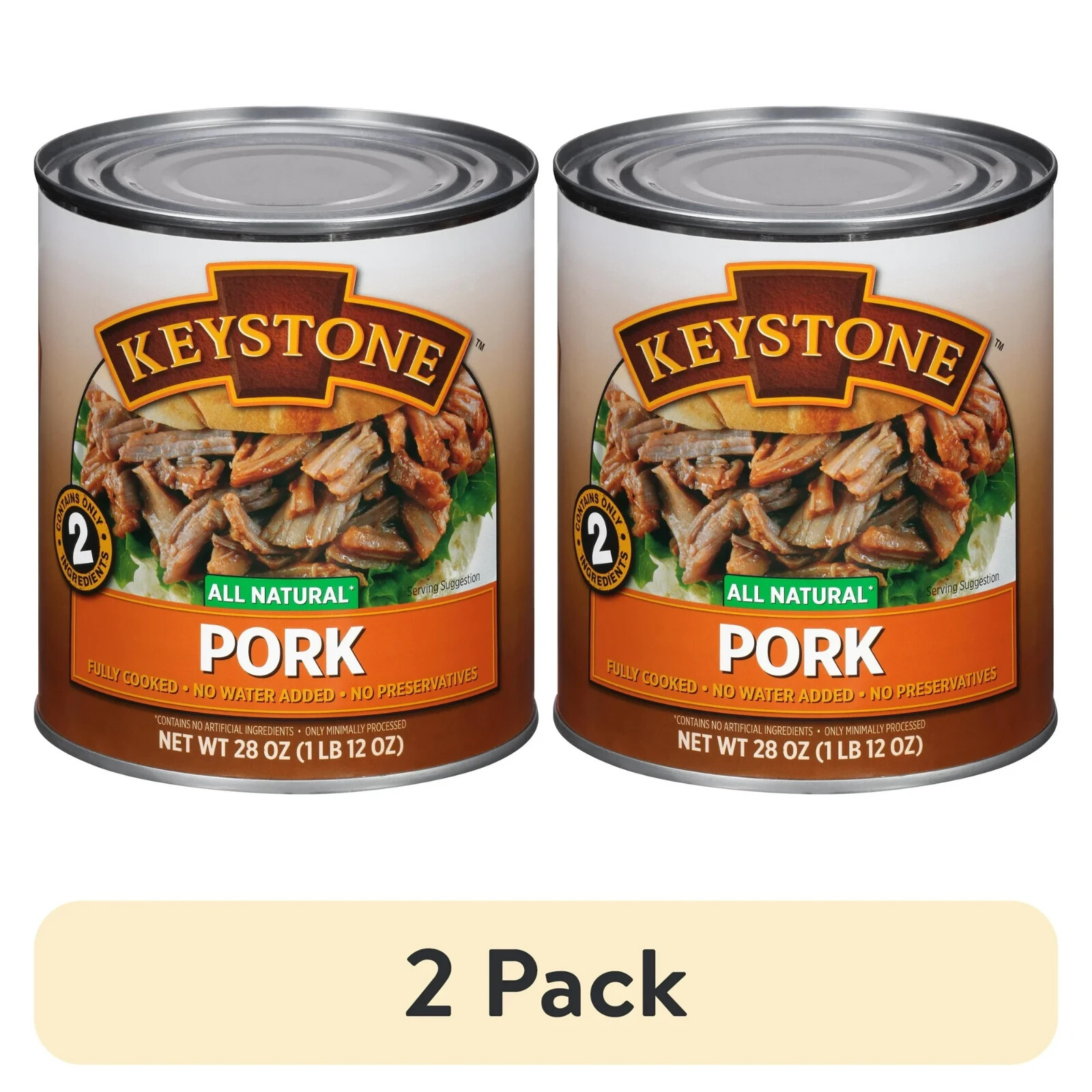 (2 pack) Keystone All Natural Pork, 28 oz Can