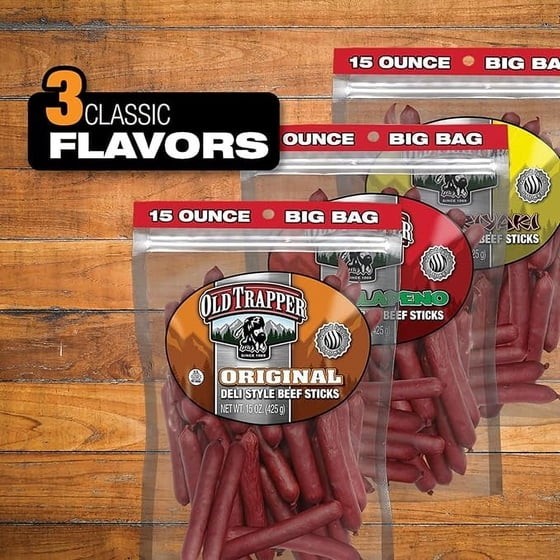 Old Trapper original Beef stick 15oz Resealable Bag…
