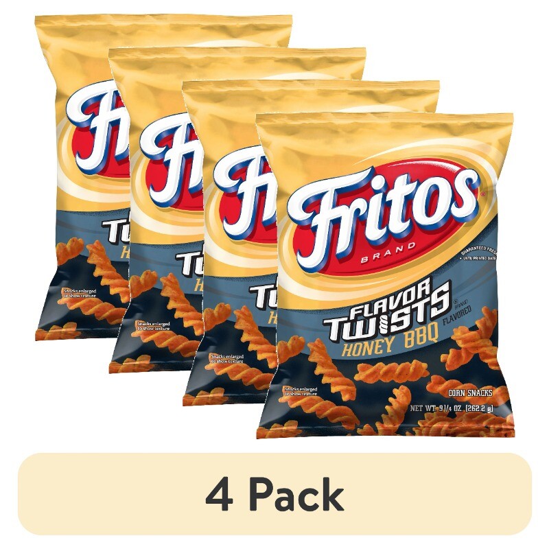 (4 pack) Fritos Flavor Twists Honey BBQ Flavor Corn Snacks, 9.25 Ounce Bag