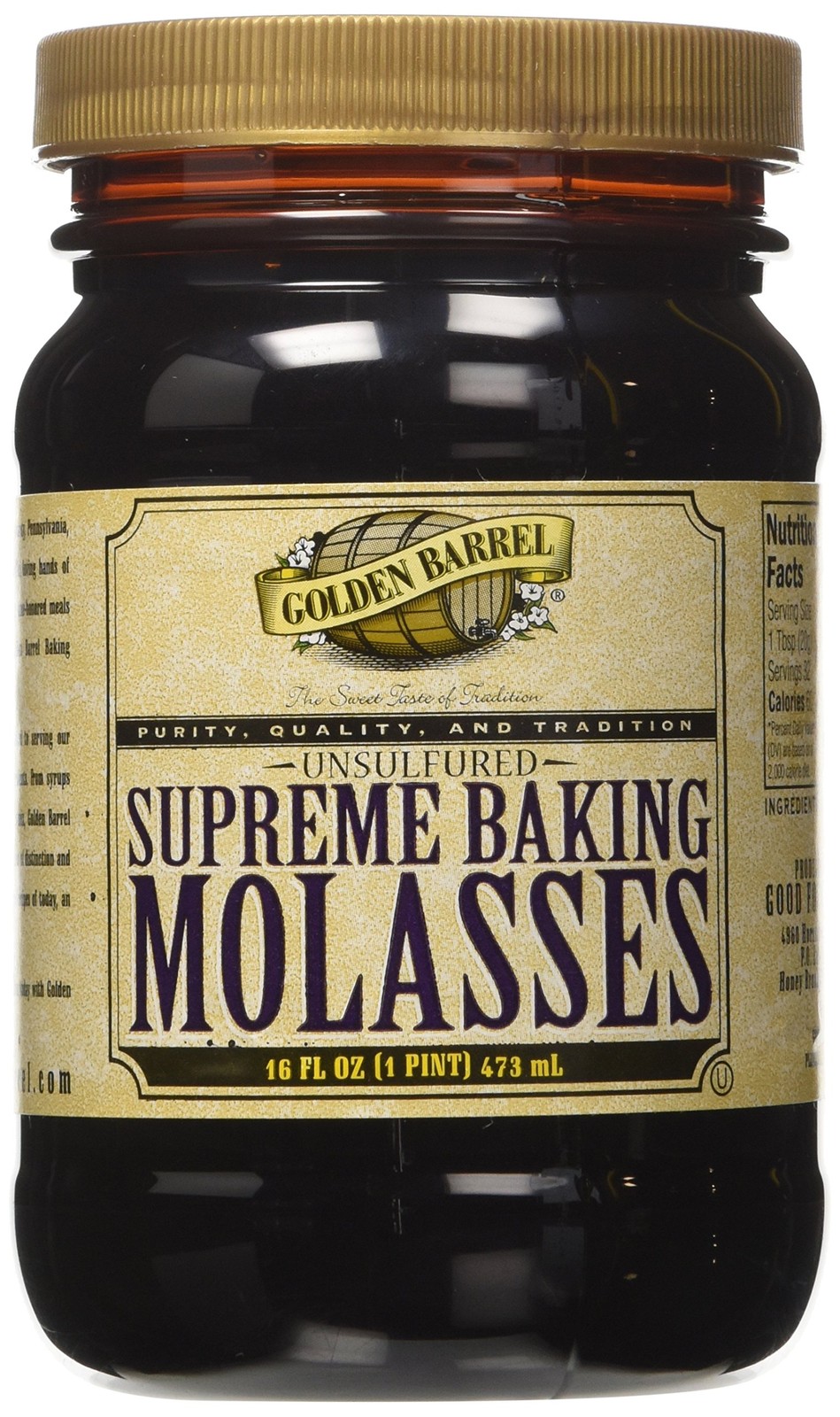 16 Oz Golden Barrel Supreme Baking Molasses Sulfur Free for Baking and Cooking