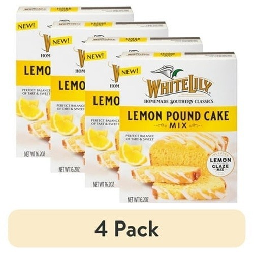 4 pack,White Lily Lemon Pound Cake Mix, 16.2 OZ Box.