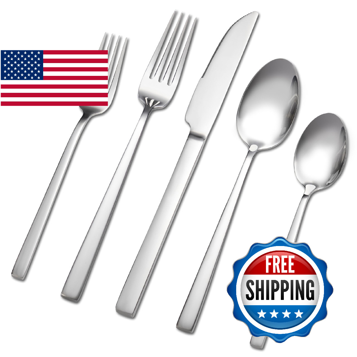 Silverware Set 40 Piece Flatware Cutlery for 8, Stainless Steel