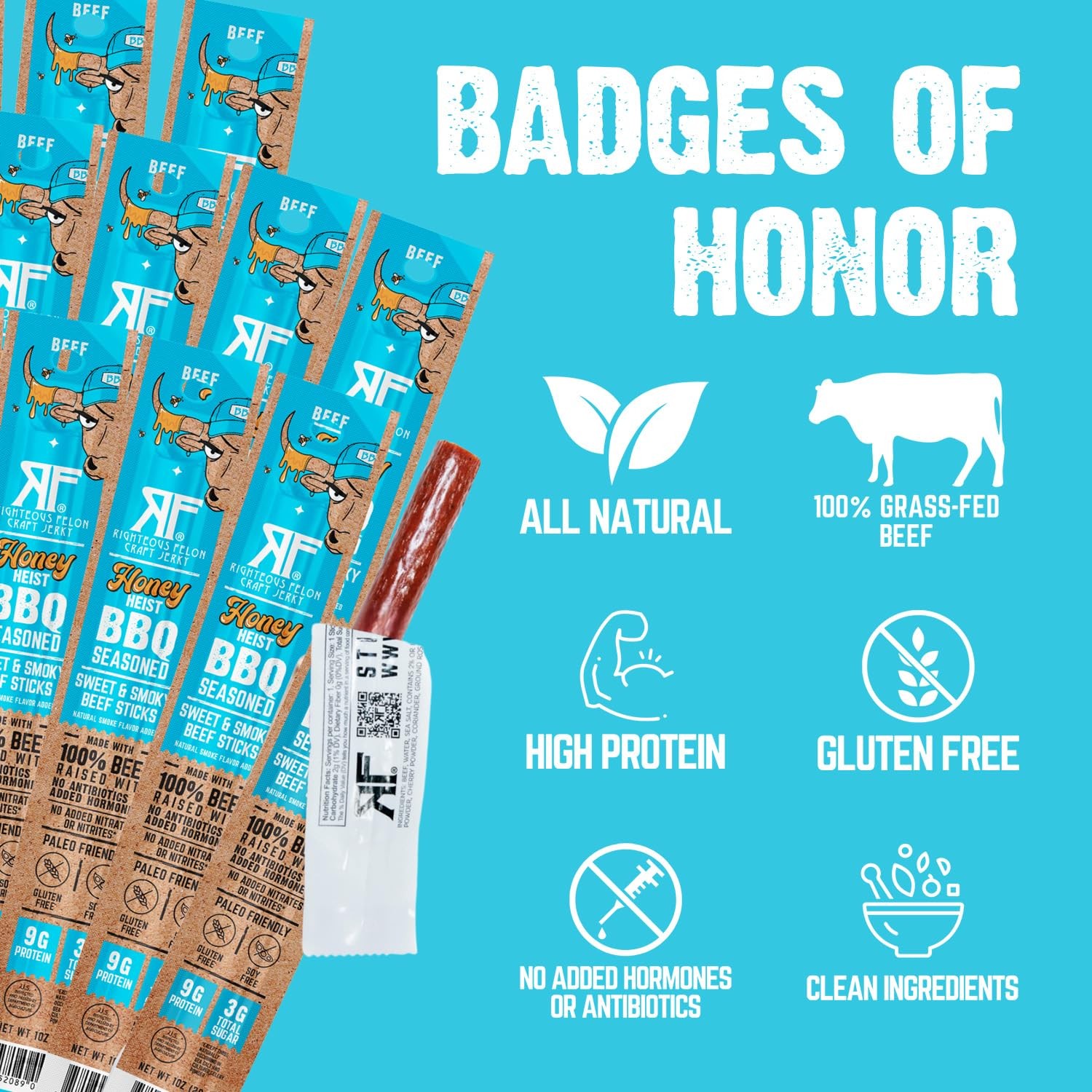 Meat Sticks | 100% Grass Fed Beef | 9g Protein per Stick | Keto, Gluten-Free,…