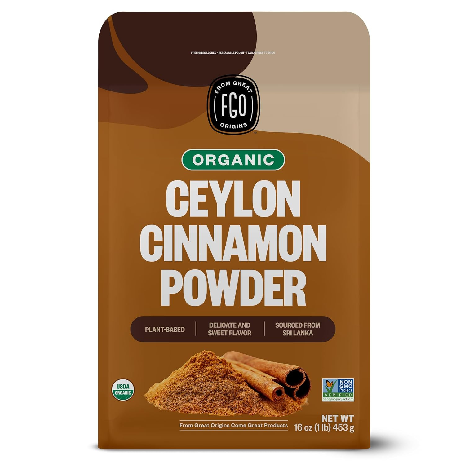 Fgo Organic Ceylon Cinnamon Powder, 16Oz Pure Sri Lanka Cinnamon For S