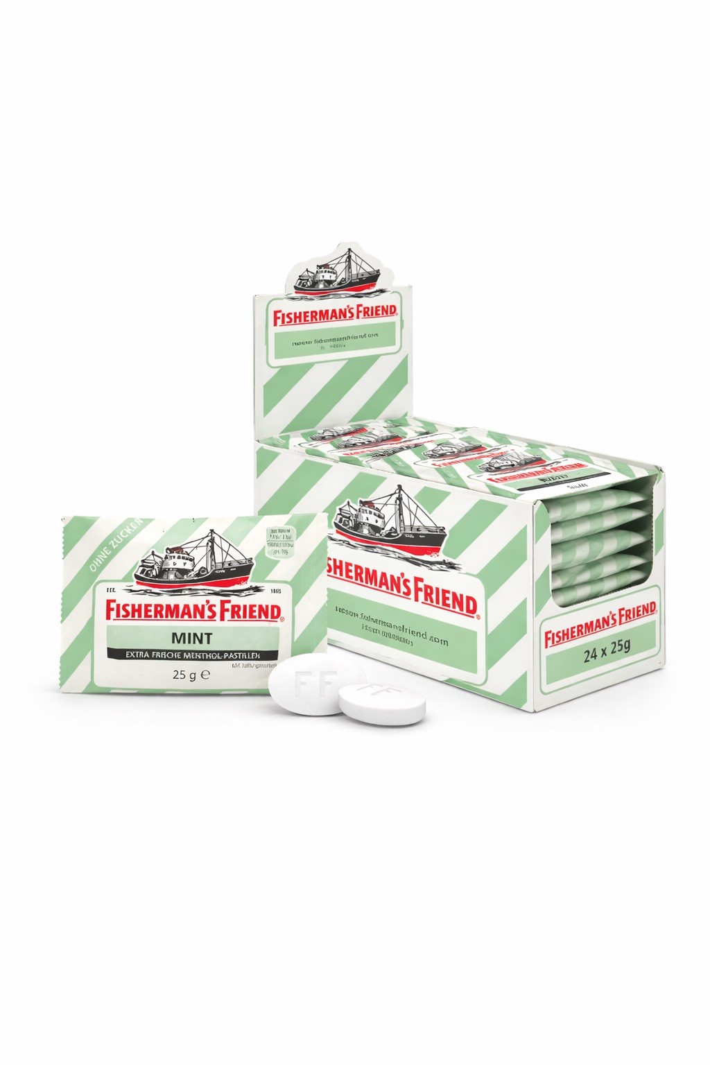 Fisherman’s Friend Mint Lozenges 24 Pack (25g Each) Strong Menthol Throat Candy