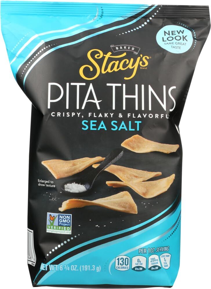 Stacy’s Pita Thins Chips 6.5oz Pack of 2 Sea Salt Flavor Non GMO Snacks
