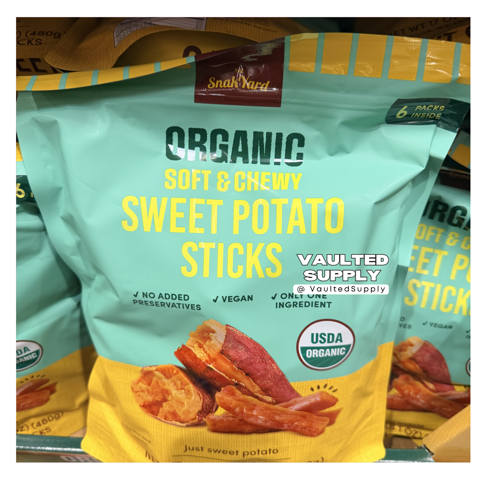 2-PACK The SnakYard Organic Sweet Potato Sticks 17 Oz (6 count) each pack