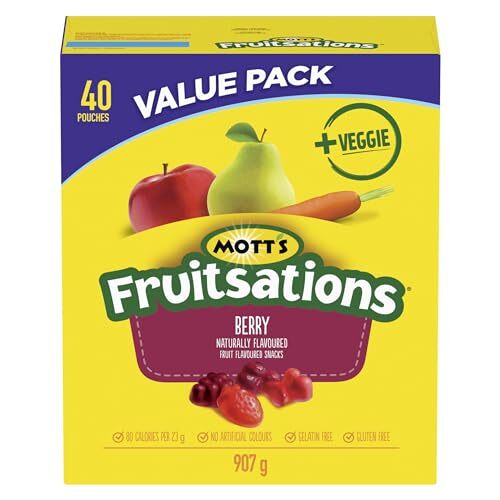 MOTTS – VALUE PACK – Berry Fruit Flavoured Snacks, 40 Pouches, 907 grams