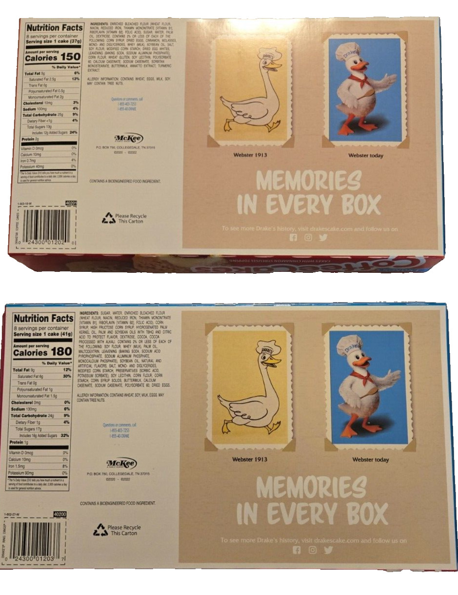 New SAMPLER Drake’s Coffee Cakes AND Ring Dings Cinnamon Chocolate 8ct Each Box