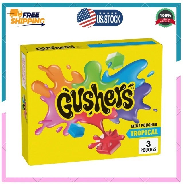 Gushers Tropical Fruit Flavored Snacks Mini Pouches 3 Ct 1.32 oz Gluten Free