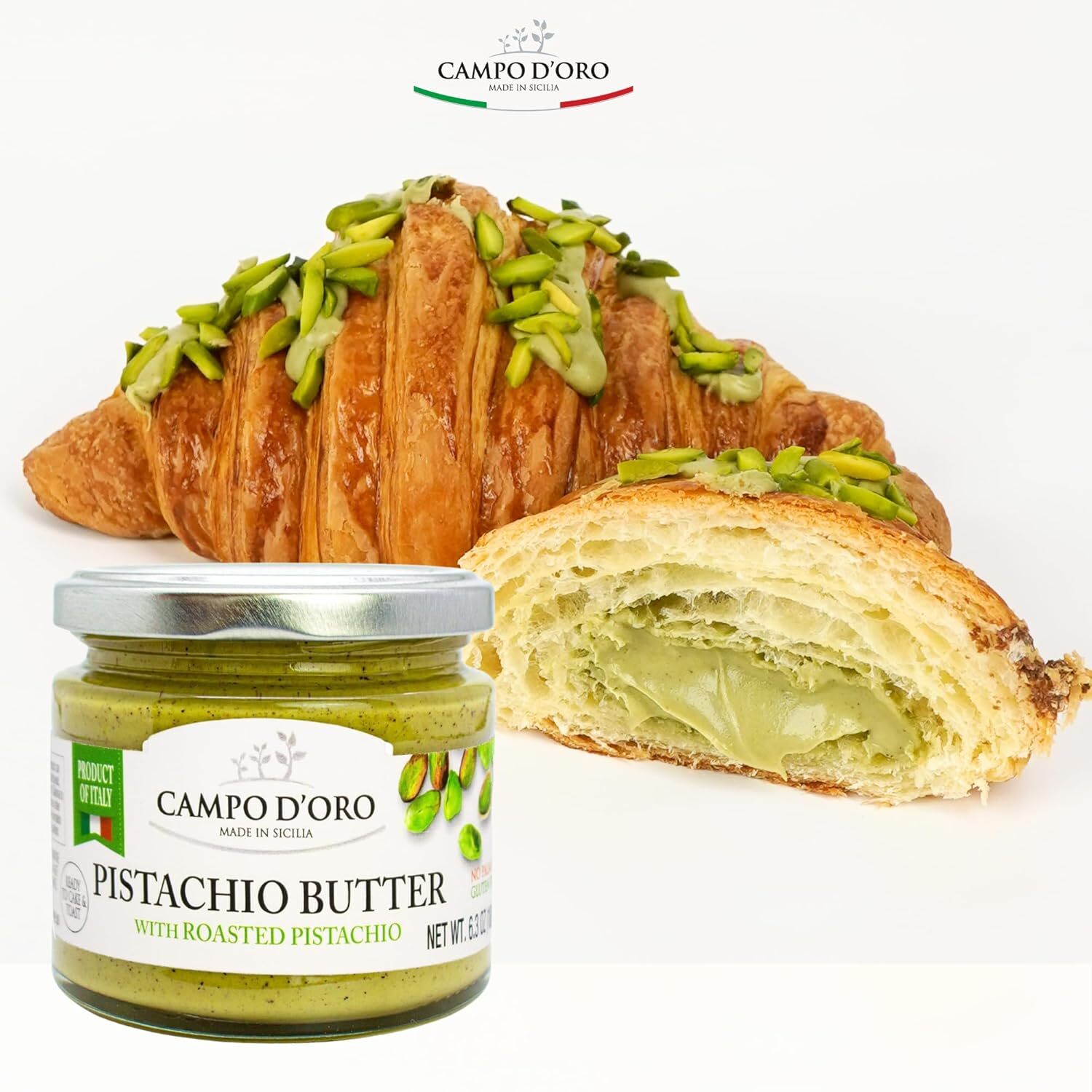 Pistachio Nut Butter, 6.35 Oz (180G) Sweet Sicilian Pistachio Cream Spread , USA