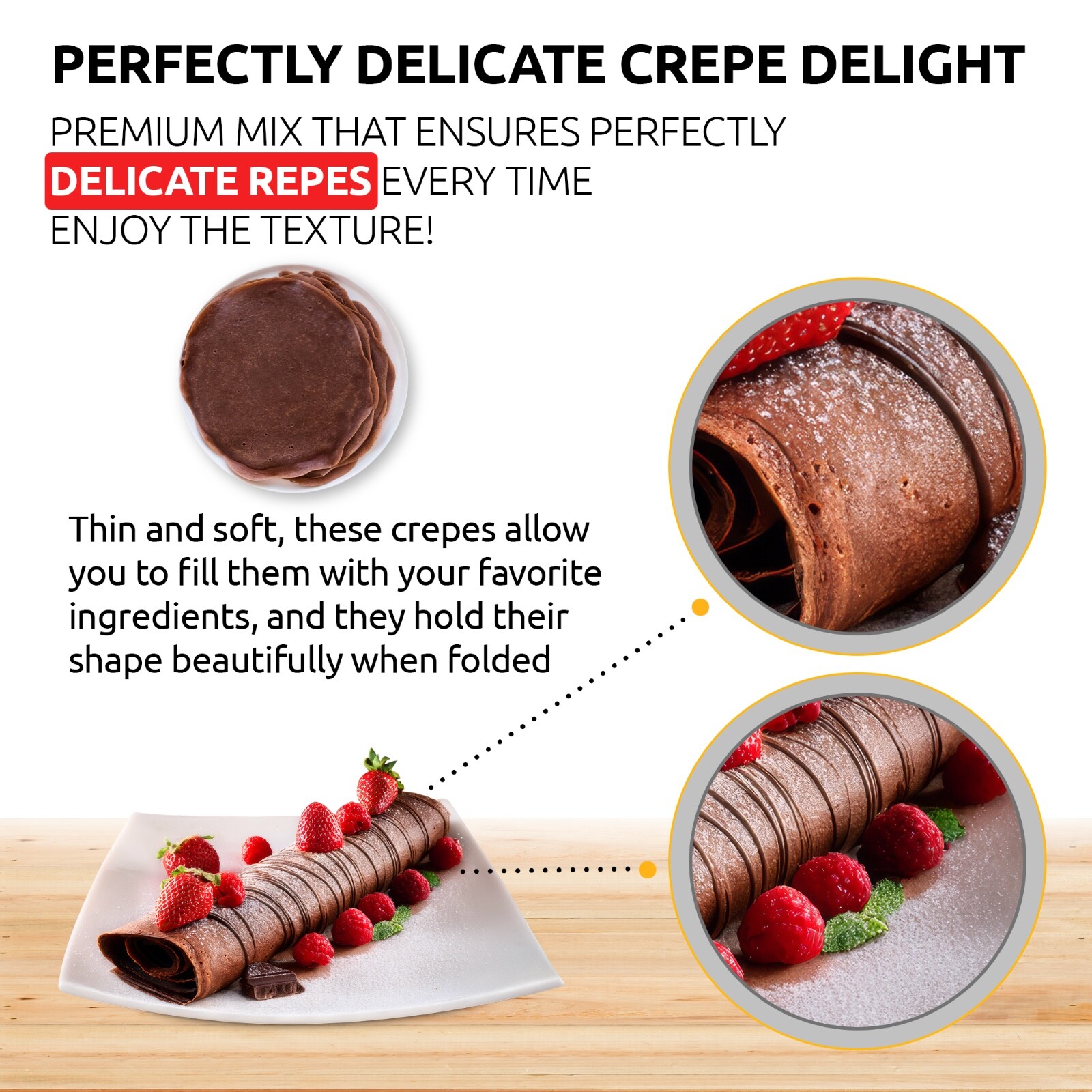 OldSoul Crepe Batter Mix | GLUTEN FREE & VEGAN | Chocolate | 10 Lbs | 72 Pcs