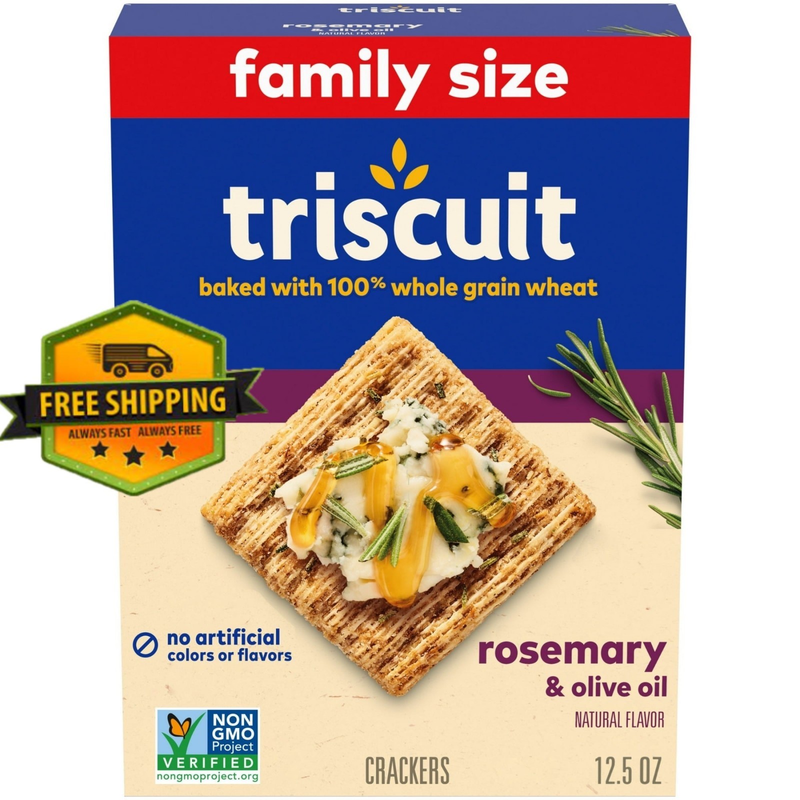 Triscuit Rosemary & Olive Oil Whole Grain Wheat Crackers, Snack Crackers 12.5 oz