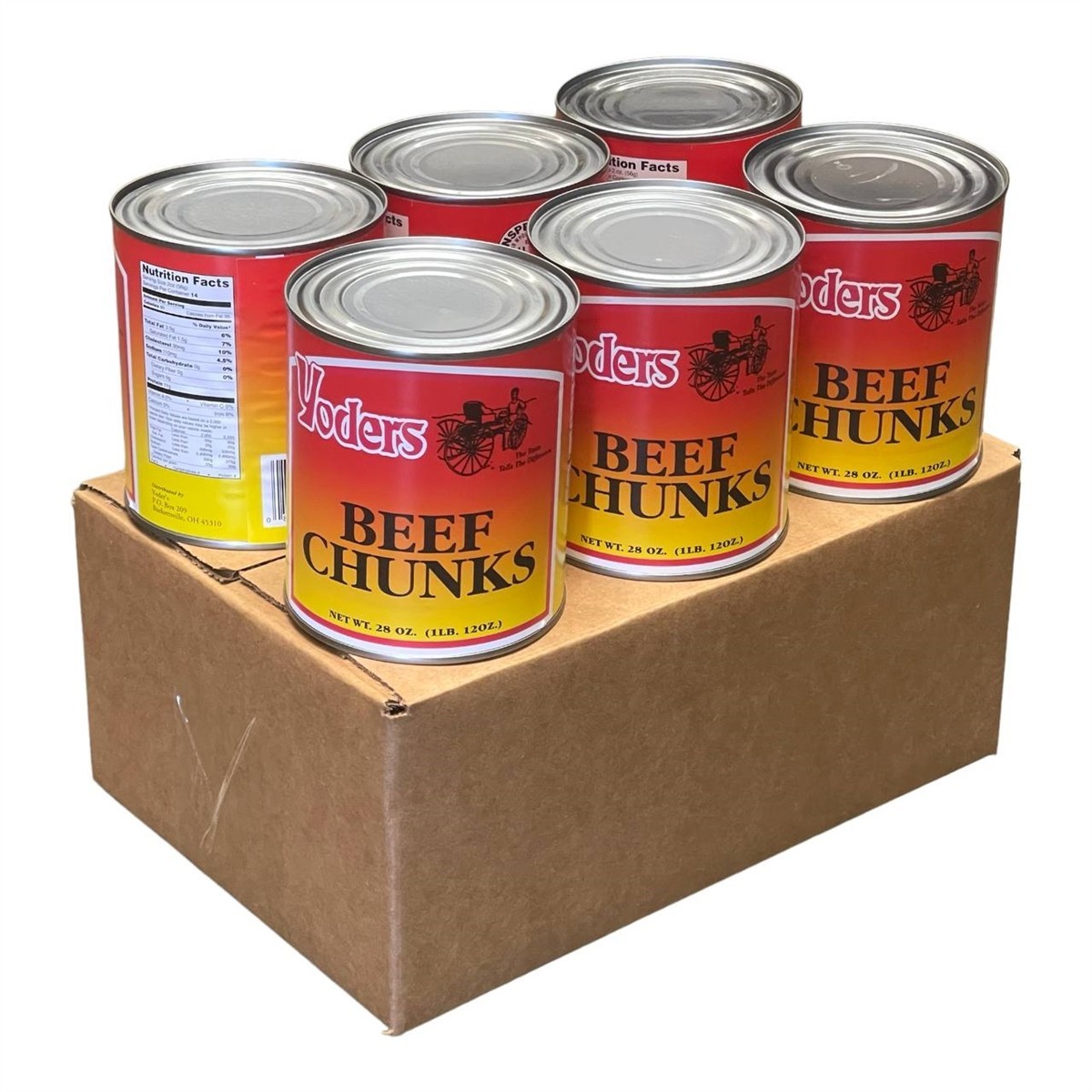 Single Can of Yoder’s fresh REAL Canned Beef Chunks (28 oz), Long Shelf Life!