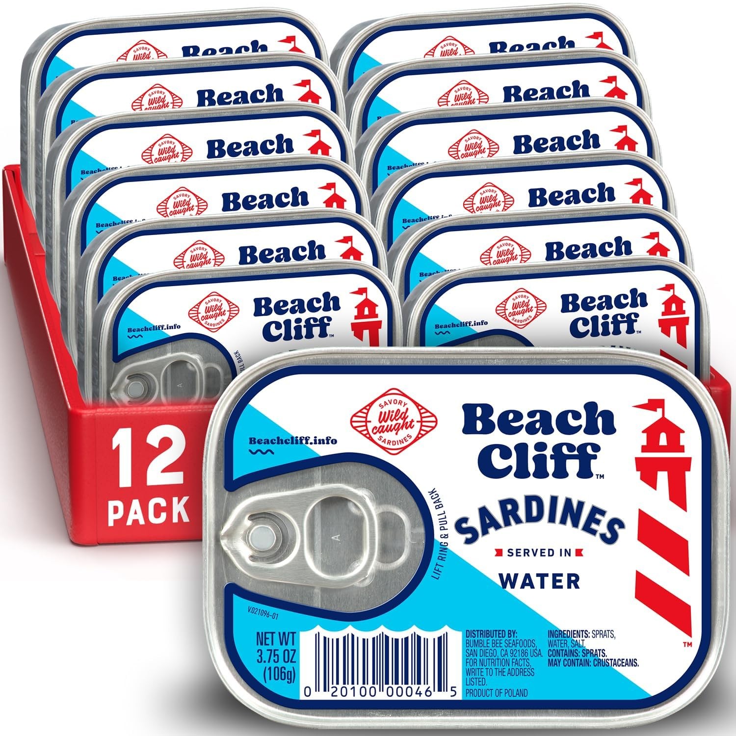 Beach Cliff Sardines in Water, 3.75 oz Can (Pack of Ounce 12)