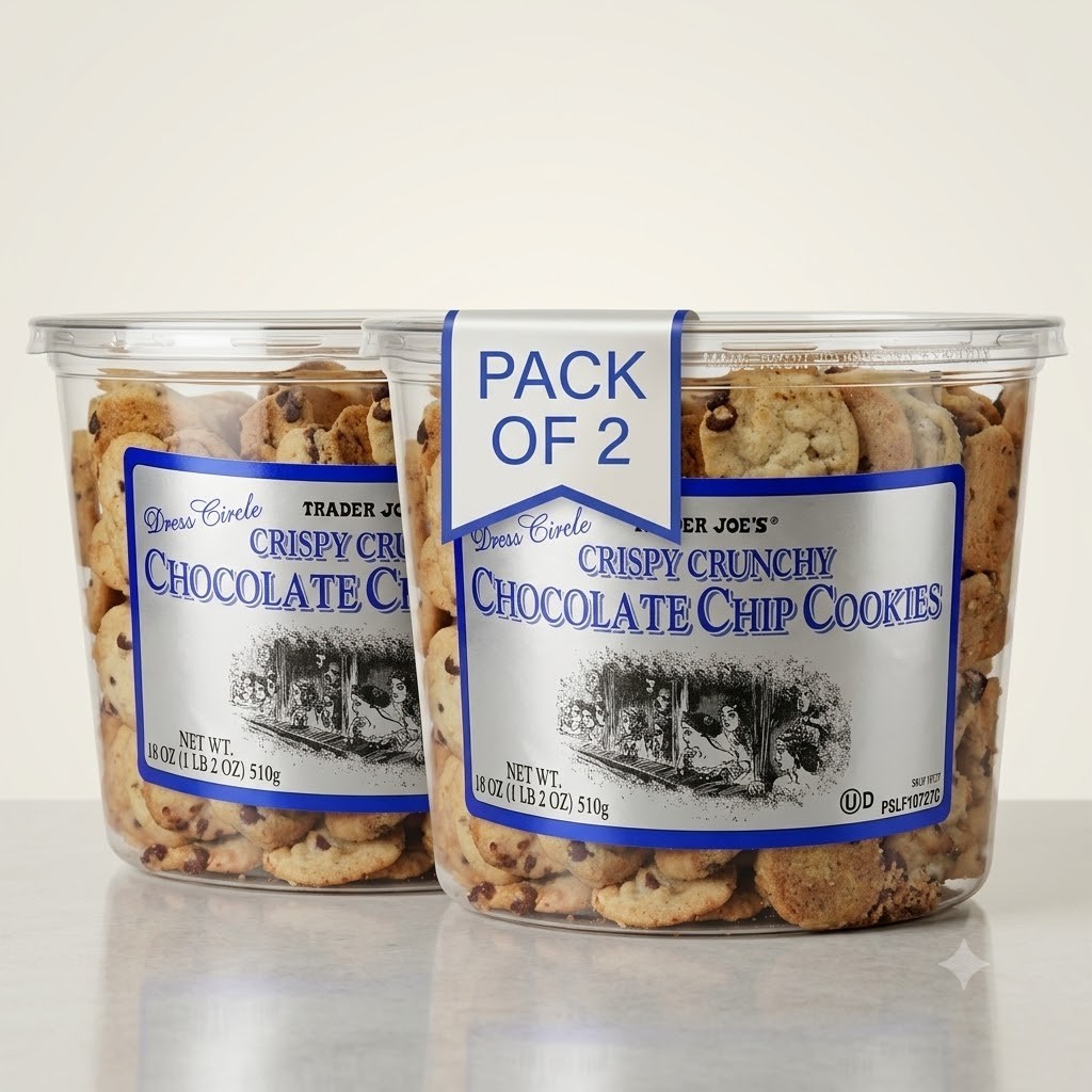 2 Pack Trader Joe’s Crispy Crunchy Chocolate Chip Cookies 18 oz Each