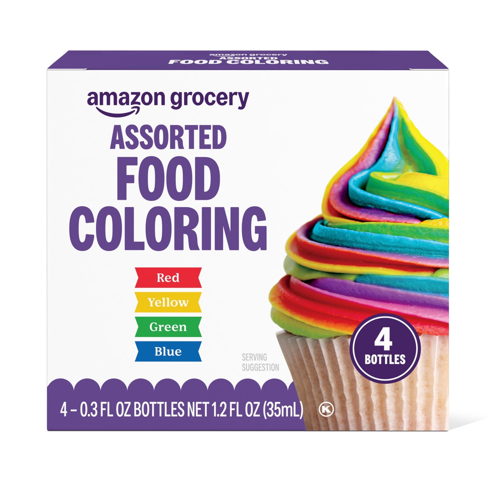 Assorted Food Coloring Contains Red Blue Green Yellow Bottles 1.2 Fl Oz