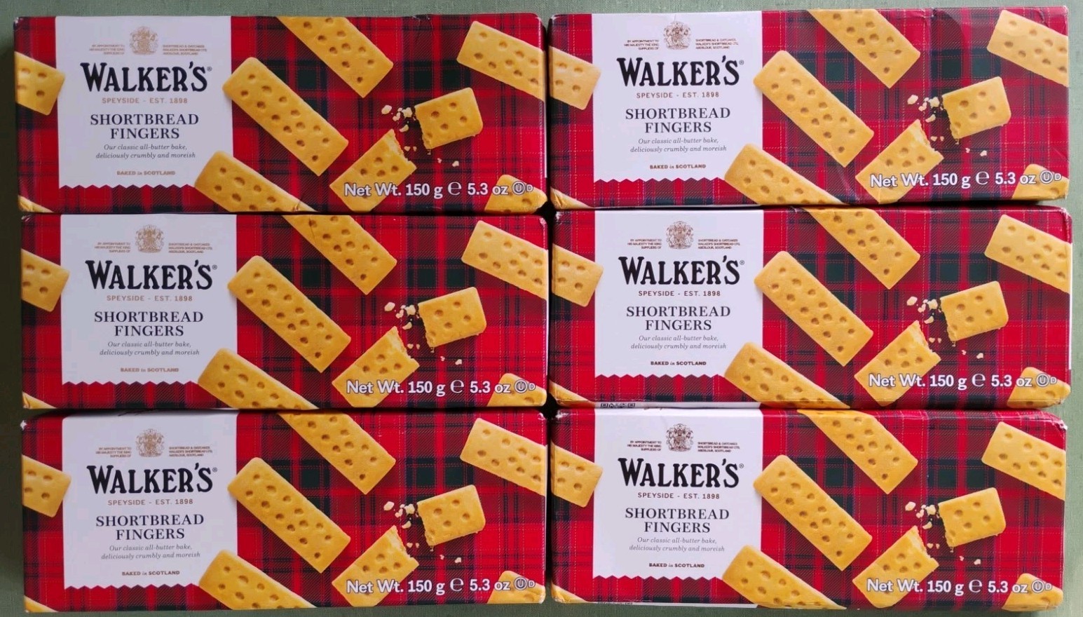 Walkers Shortbread Fingers Cookies 6-Pack 150g 5.3oz Exp 12/2028