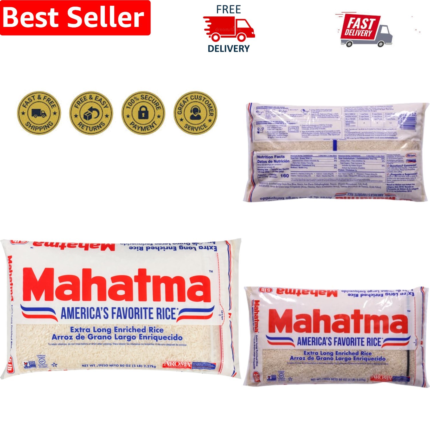 5-Pound Gluten-Free Extra-Long Grain White Rice – Bulk Cooking Essential