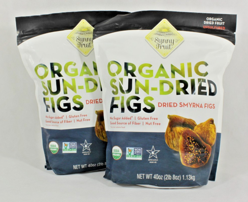 2 Bags of Sunny Fruit Organic Sun Dried Figs 5 Lb. Total New Free Shipping 01/27