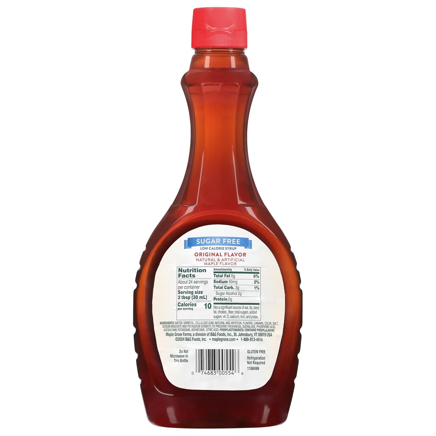 Maple Grove Farms Syrup, Sugar Free, 24 Ounce