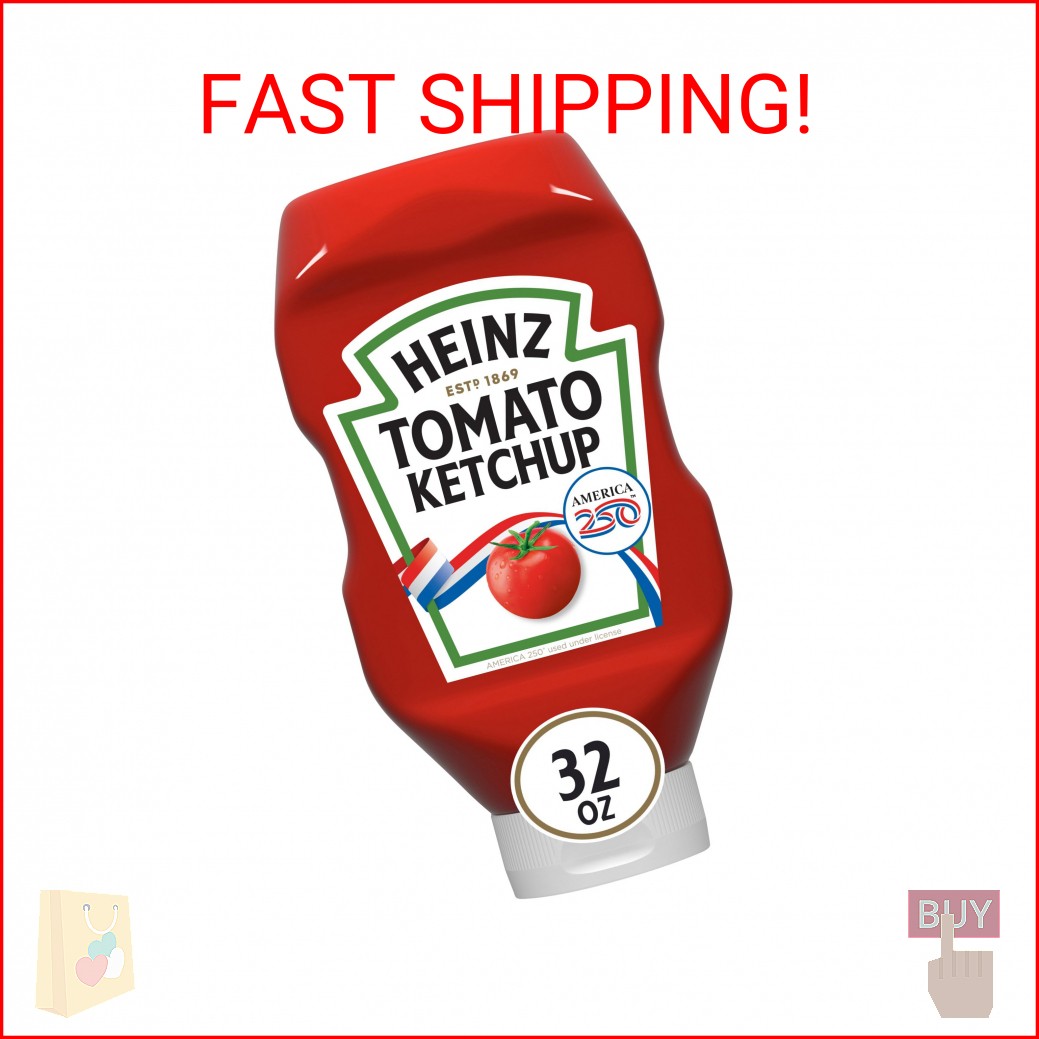 Heinz Tomato Ketchup Inverted Squeeze Bottle, 1 Bottle, for Easy Sharing and Eas