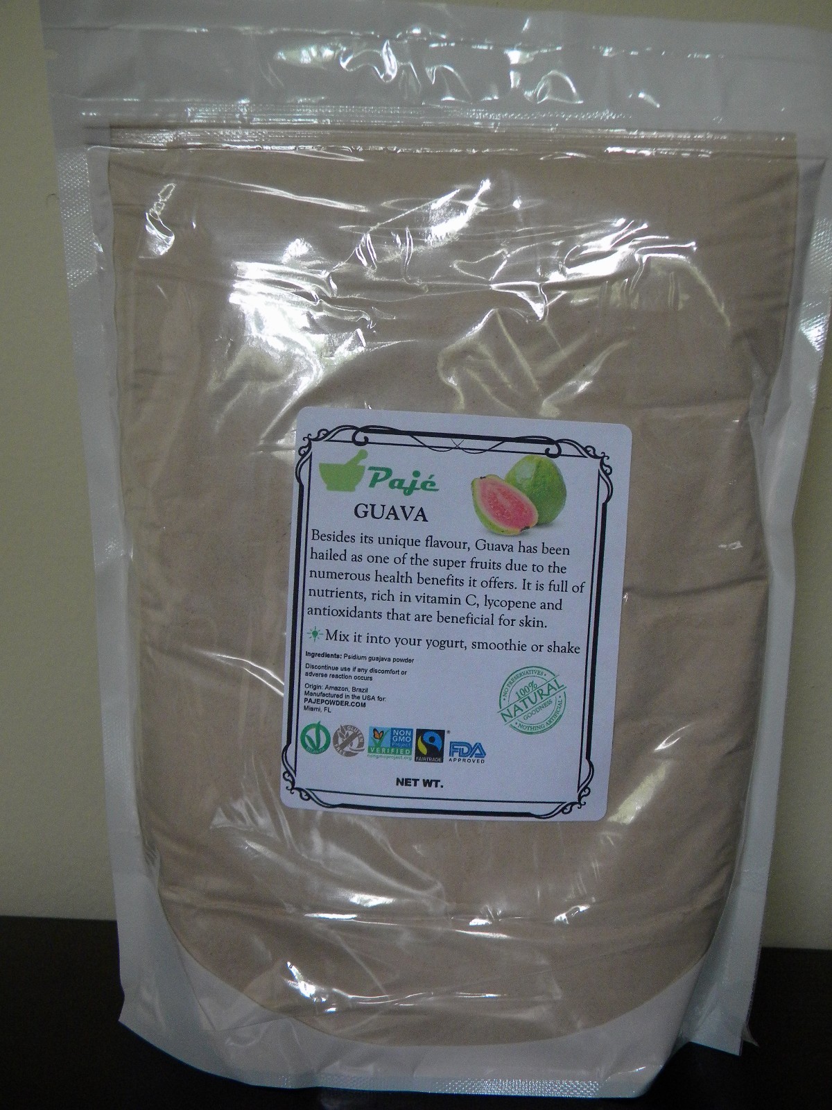 GUAVA goiaba fruit powder 8oz 1/2lb PAJE protect cells, folate , mg, cu, vitC