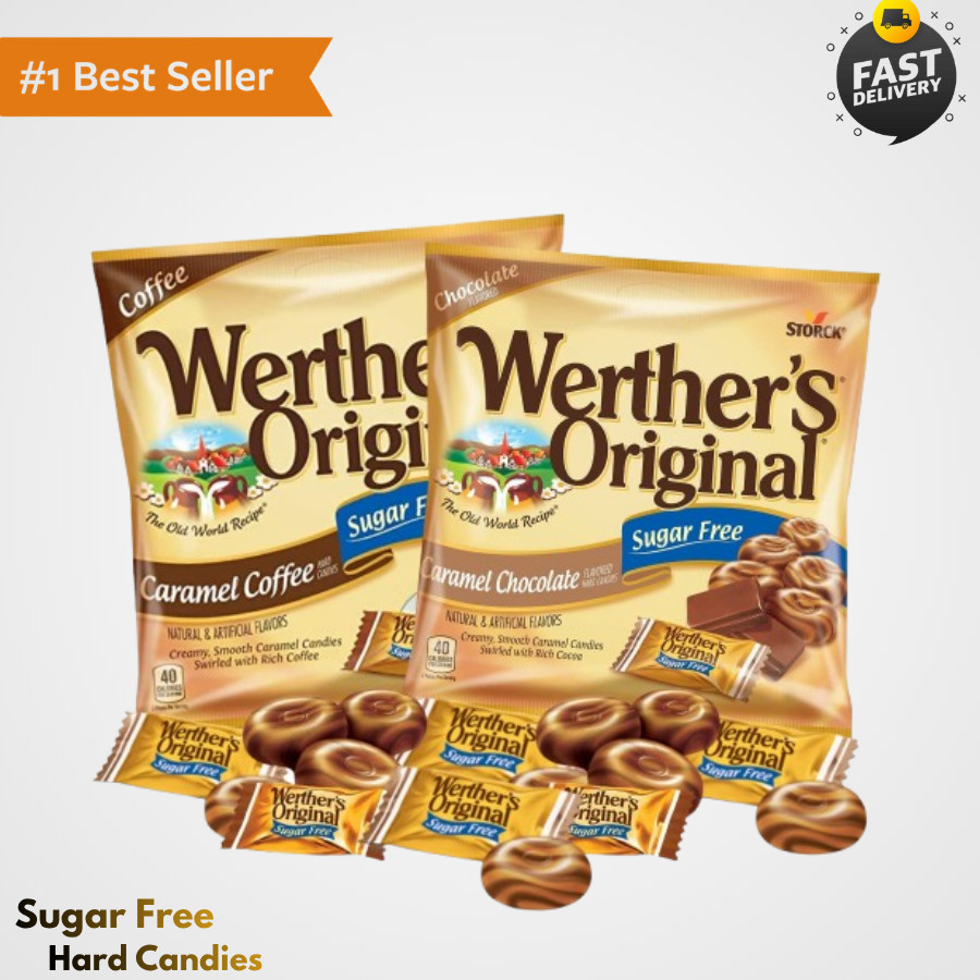 Sugar Free Caramel Chocolate and Coffee Original Hard Candies, Bulk Individually