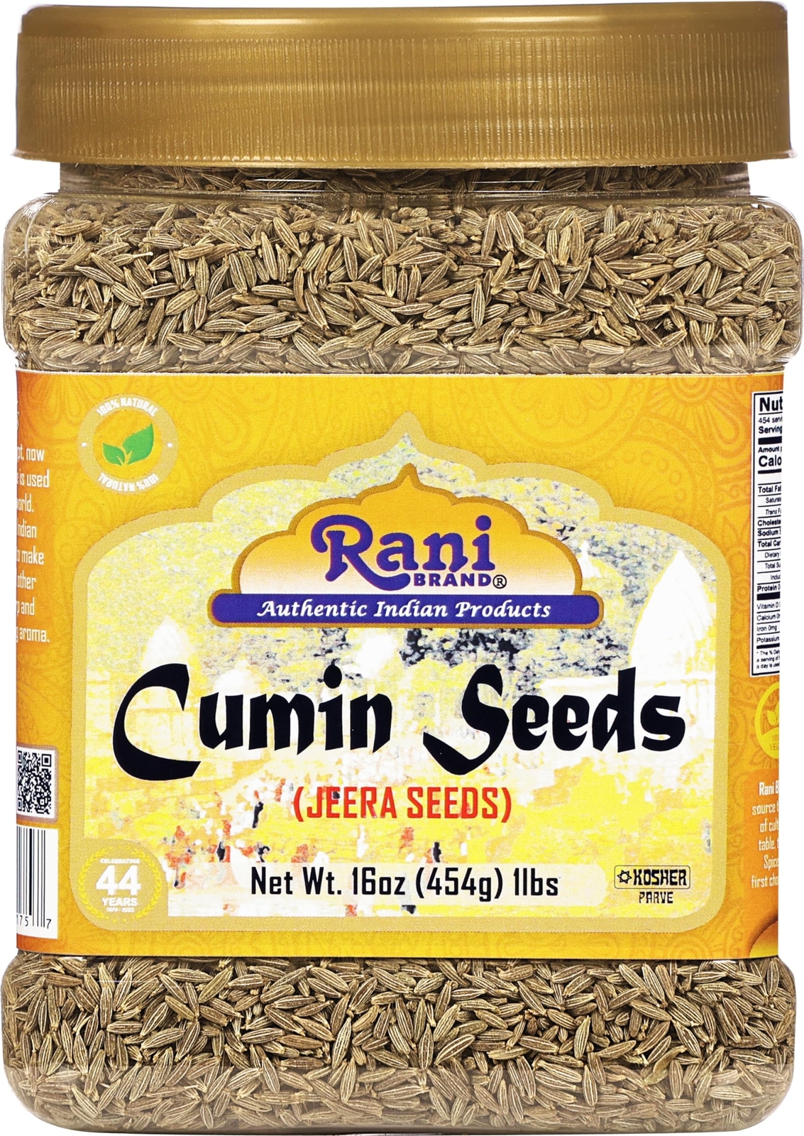 Rani Cumin Seeds Whole (Jeera) Spice 16oz (1lb) 454g PET Jar