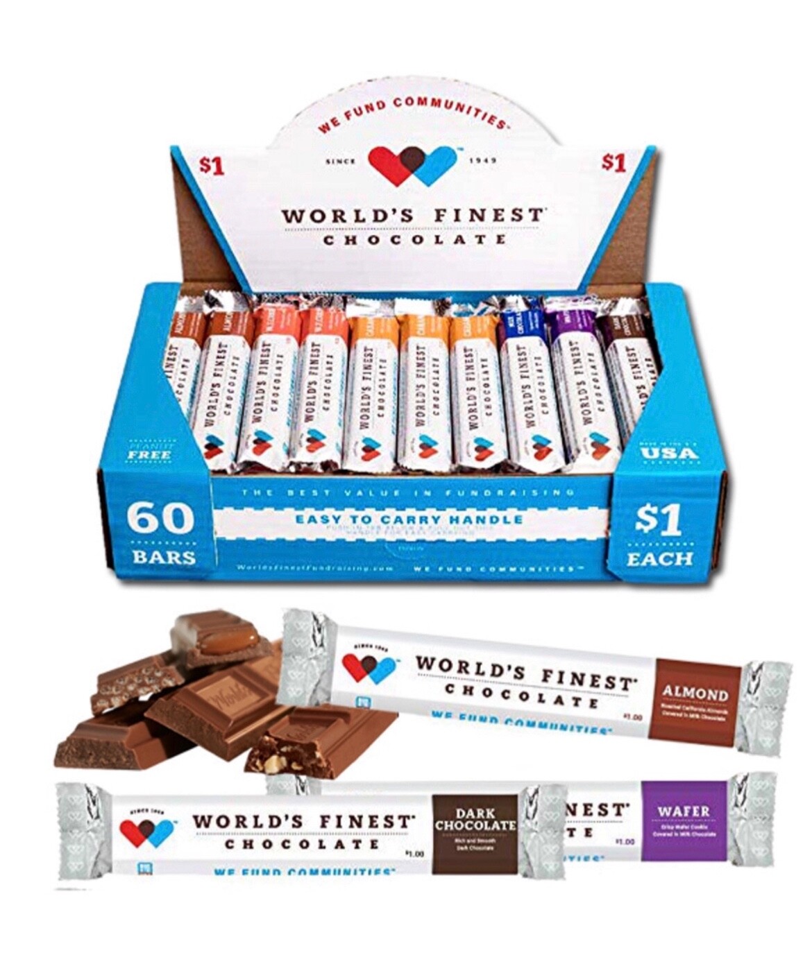 World’s Finest Chocolate ***FREE SHIPPING***Each box has 60 bars! Exp. JUN 2025