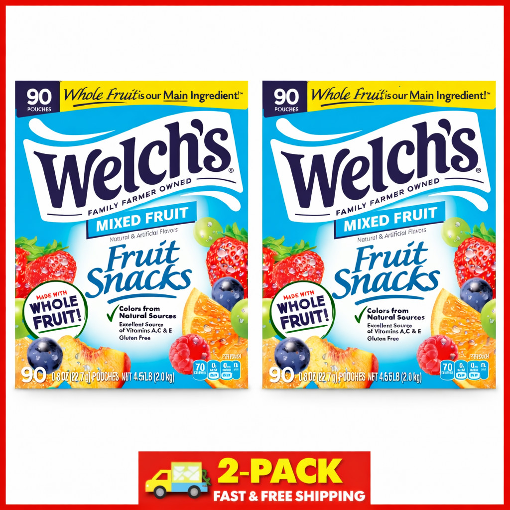 2 Pack Welch’s Fruit Snacks Mixed Fruit 0.8 oz 180 Ct Pack Lunchbox Treat