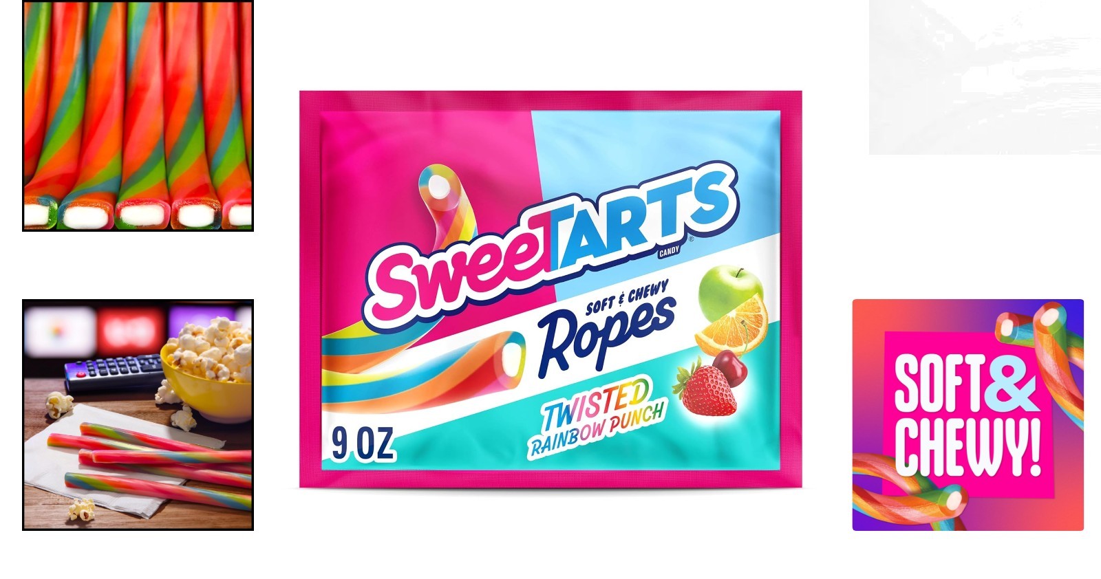 Twisted Rainbow Punch Soft & Chewy Candy Ropes – 9 oz Delight for All Occasions