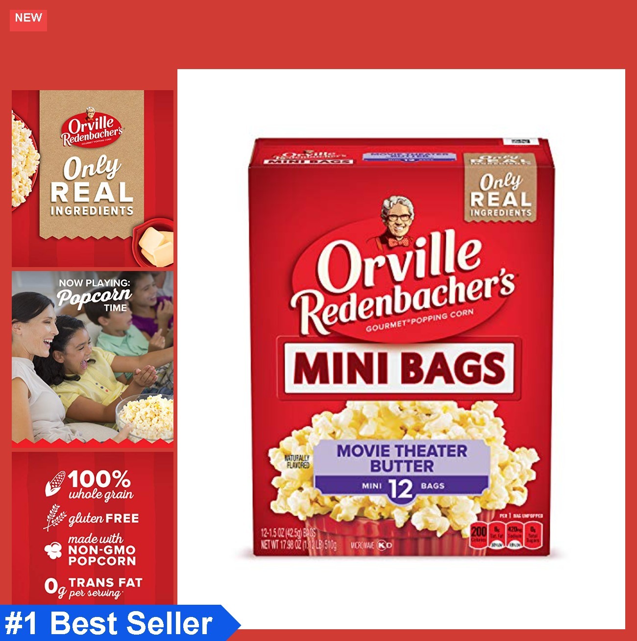 Microwave Popcorn Mini Bags Movie Theater Butter 1.5 oz 12 Count 3g Fiber