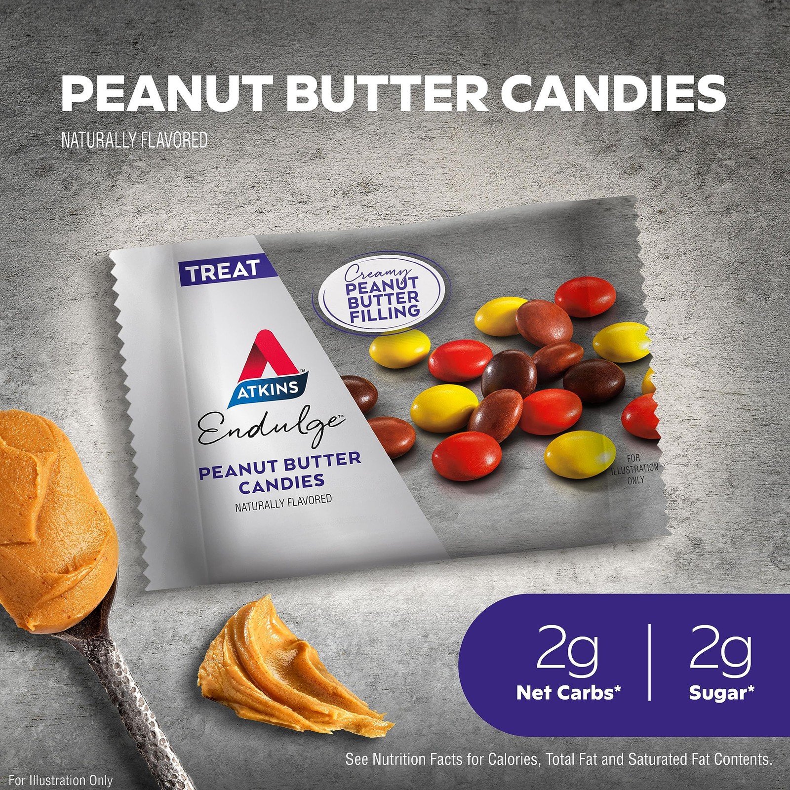 Atkins Endulge Treat, Peanut Butter Candies, 2g Net 5 Count (Pack of 4)
