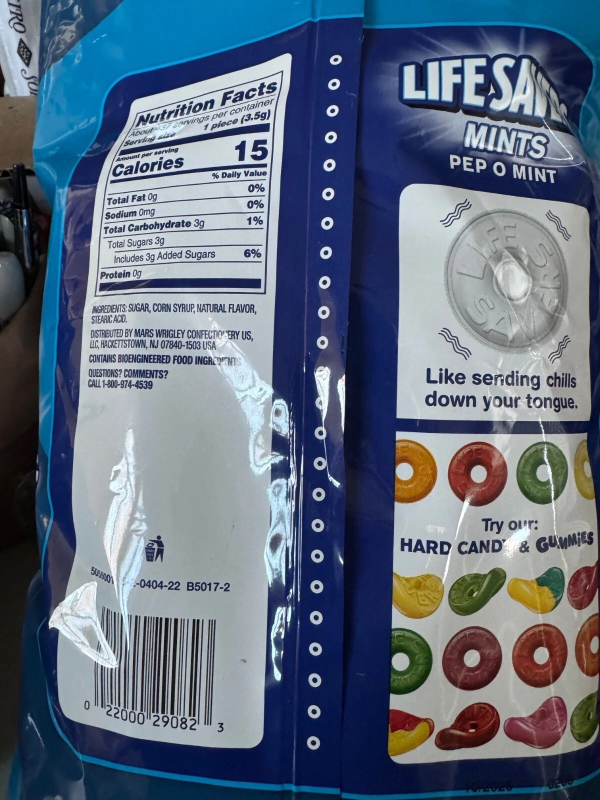 Life Savers Pep-O-Mint Breath Mint Bulk Hard Candy Bag 53.95 oz Lifesavers