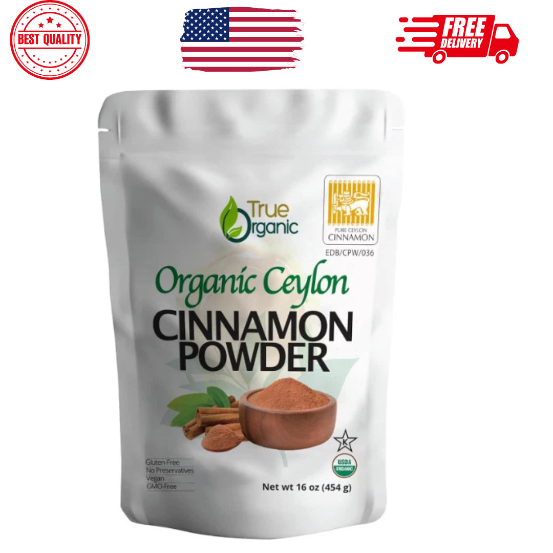 True Organic Ceylon Cinnamon Powder, 1 lb, Premium Grade, Gluten Free