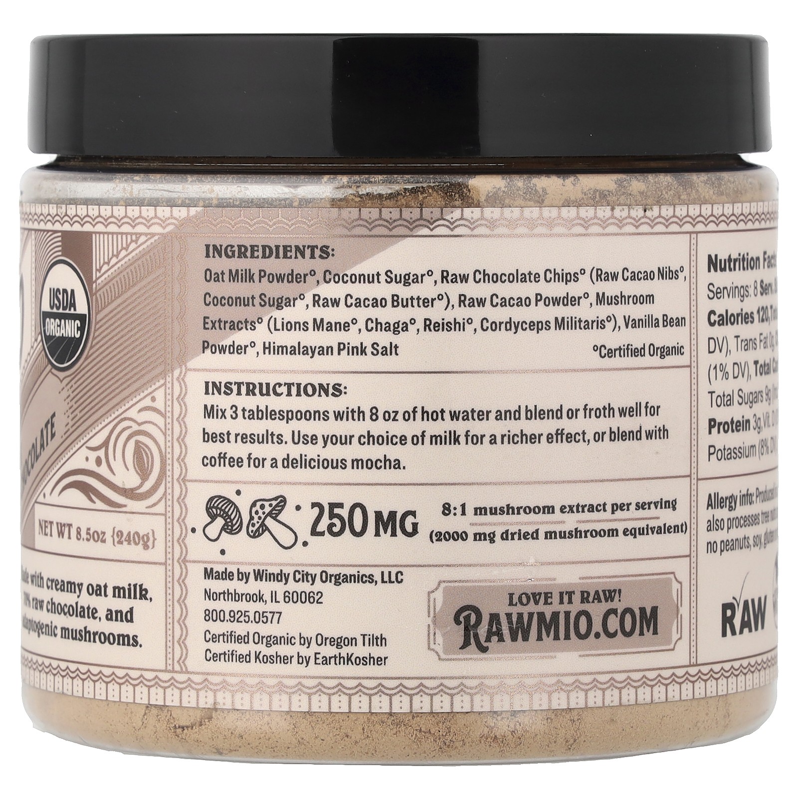 Oat Milk Mushroom Hot Chocolate, 8.5 oz (240 g)